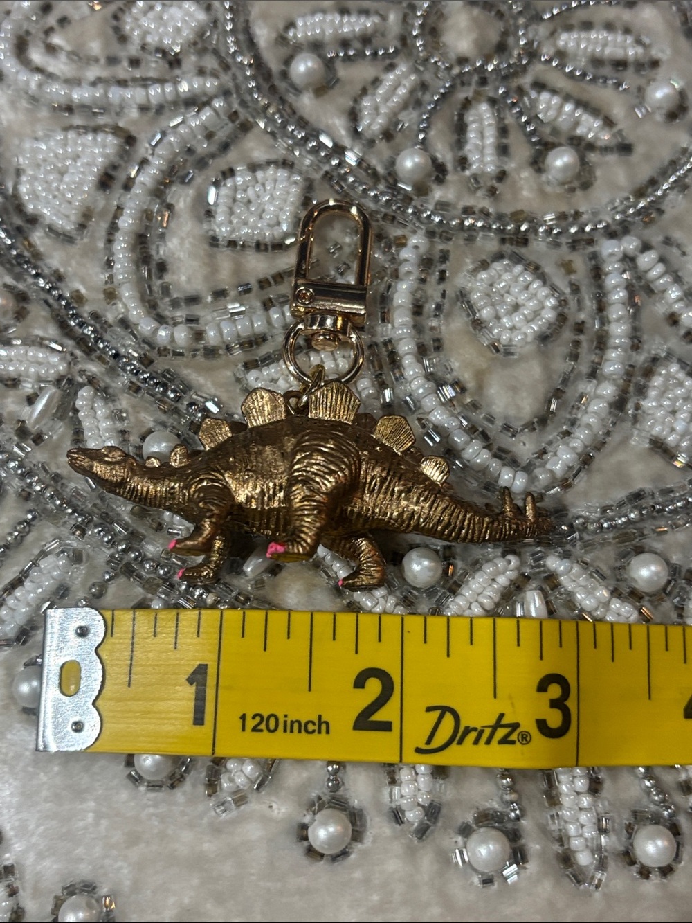 KB keychain handmade gold tone girly dinosaur small keychain cute funny unique - Picture 3 of 4